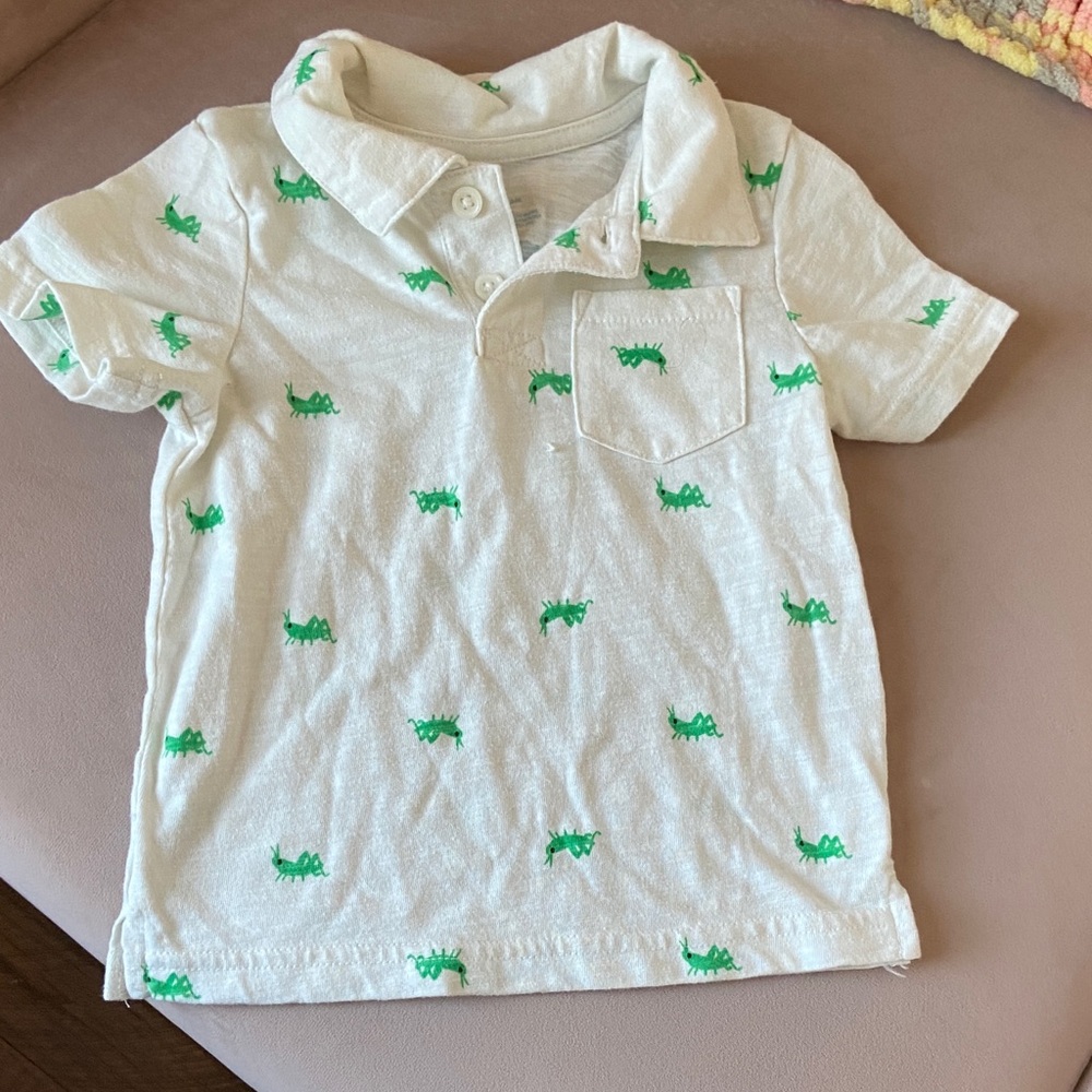 3/$15 Kids White and Green Cricket Polo Shirt